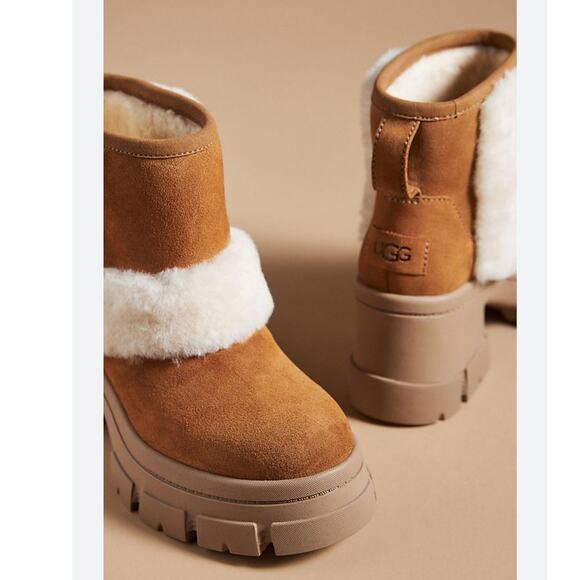 NWB UGG Brooklyn Sunburst Chestnut Brown Platform Ankle Booties Boots Size 8 - Picture 4 of 10